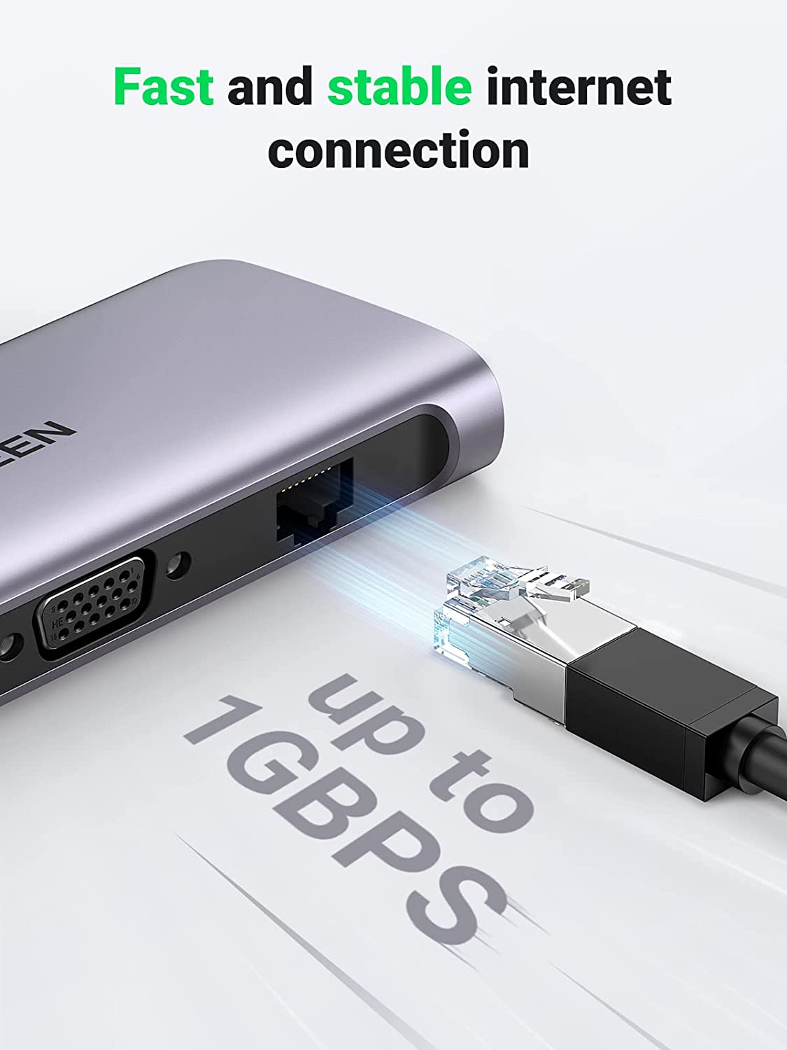 UGreen USB C Hub, 10-in-1 USB-C Docking Station, 4K HDMI& VGA Dual Monitor, 1Gbps Ethernet, 100W PD, 3 USB 3.0 Ports, 3.5mm Audio Jack, SD/TF Card Reader Multiport Adapter for MacBook and Type C Windows Laptops (Open Box) - Hatke