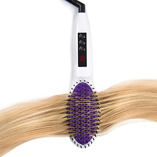 InStyler Straight Up Ceramic Straightening Brush - Detangling Hair Brush Straightener with Powerful Ceramic Heated Plates for Smooth, Frizz-Free Hair - For Thick, Curly & Wavy Hair Types - Hatke