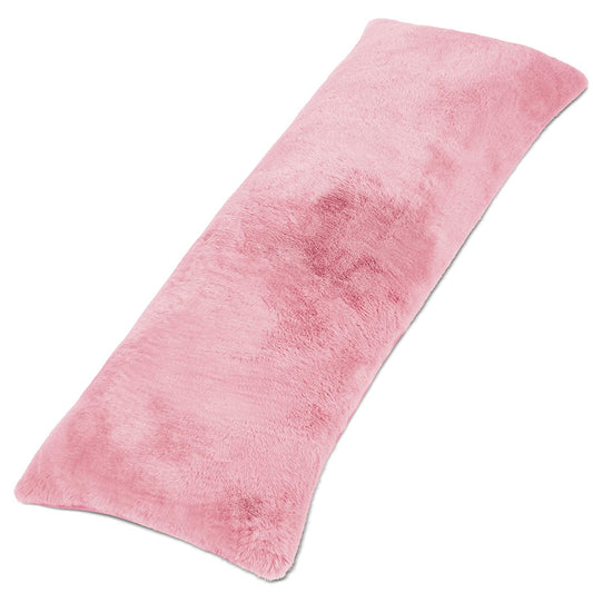 Milliard Full Body Pillow with Shredded Memory Foam | Long Pillow for Sleeping 20x54 | Ultra Soft and Plush Faux Fur Removable Cover (Pink)