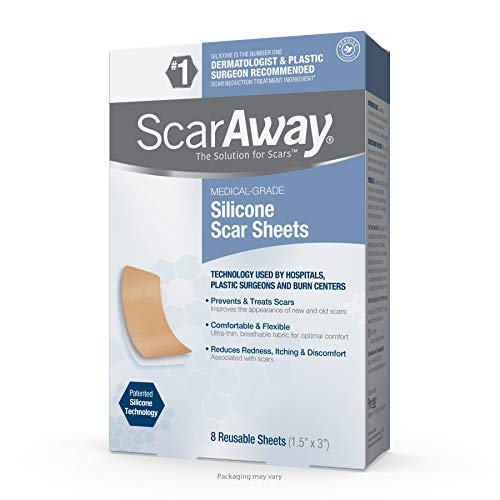ScarAway Advanced Skincare 8 Reusable Silicone Scar Sheets (1.5" * 3") | Silicone Scar Sheets for Body Scar, Surgical Scar, Burn Scar, Acne Scar and Keloid Scar Treatment.
