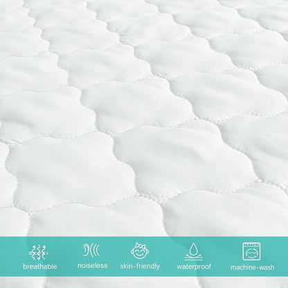 Pack N Play Waterproof Baby Crib Mattress Pad - 39" x 27" Fitted Cover Protector for Mini & Portable Playard Mattresses - Hypoallergenic Ultra Soft Padding -White