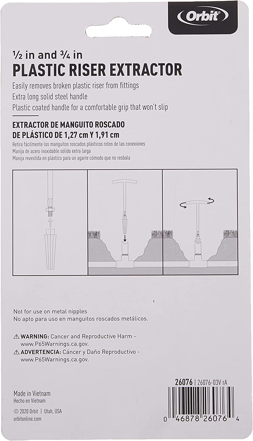 Orbit Sprinkler System 1/2-Inch & 3/4-Inch Plastic Riser Extractor 26076
