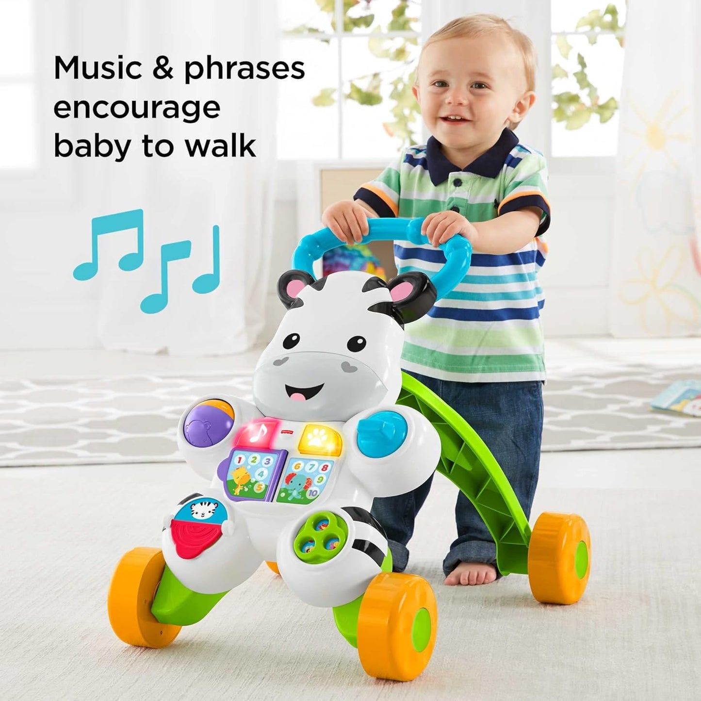 Fisher-Price Baby to Toddler Learning Toy, Learn with Me Zebra Walker with Music Lights and Activities for Ages 6+ Months