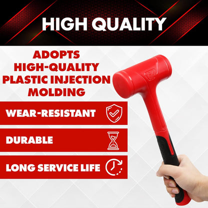 3-Piece Dead Blow Hammer Set - 16 oz, 27 oz, 45 oz - Red & Black, Shockproof, No-Rebound, Unibody Molded Grip, Spark & Rebound Resistant (YY-3-013) - Hatke