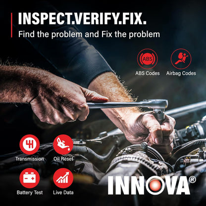 INNOVA 6100P SRS ABS OBD2 Scanner Car Code Reader Scan Tool Ignition Tester with Battery Alternator Test Oil Service Light Reset Car Health Monitor - Hatke