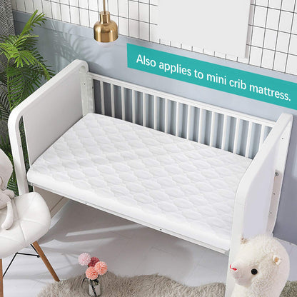 Pack N Play Waterproof Baby Crib Mattress Pad - 39" x 27" Fitted Cover Protector for Mini & Portable Playard Mattresses - Hypoallergenic Ultra Soft Padding -White