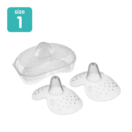 MAM Breastfeeding Nipple Shields with Sterilizing Storage Case, Nipple Shields for Nursing Newborn, Size 1 Small 17mm, 2-Count, Clear - Hatke