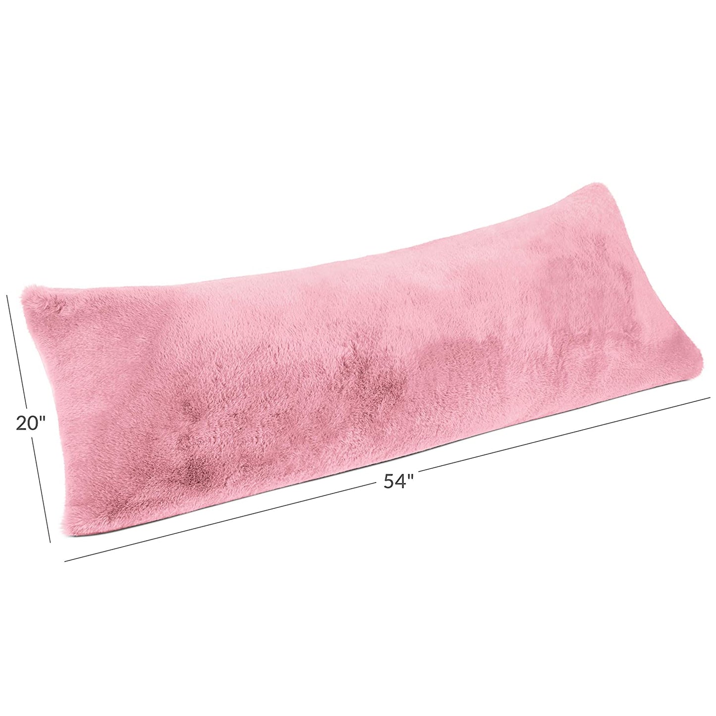 Milliard Full Body Pillow with Shredded Memory Foam | Long Pillow for Sleeping 20x54 | Ultra Soft and Plush Faux Fur Removable Cover (Pink) - Hatke