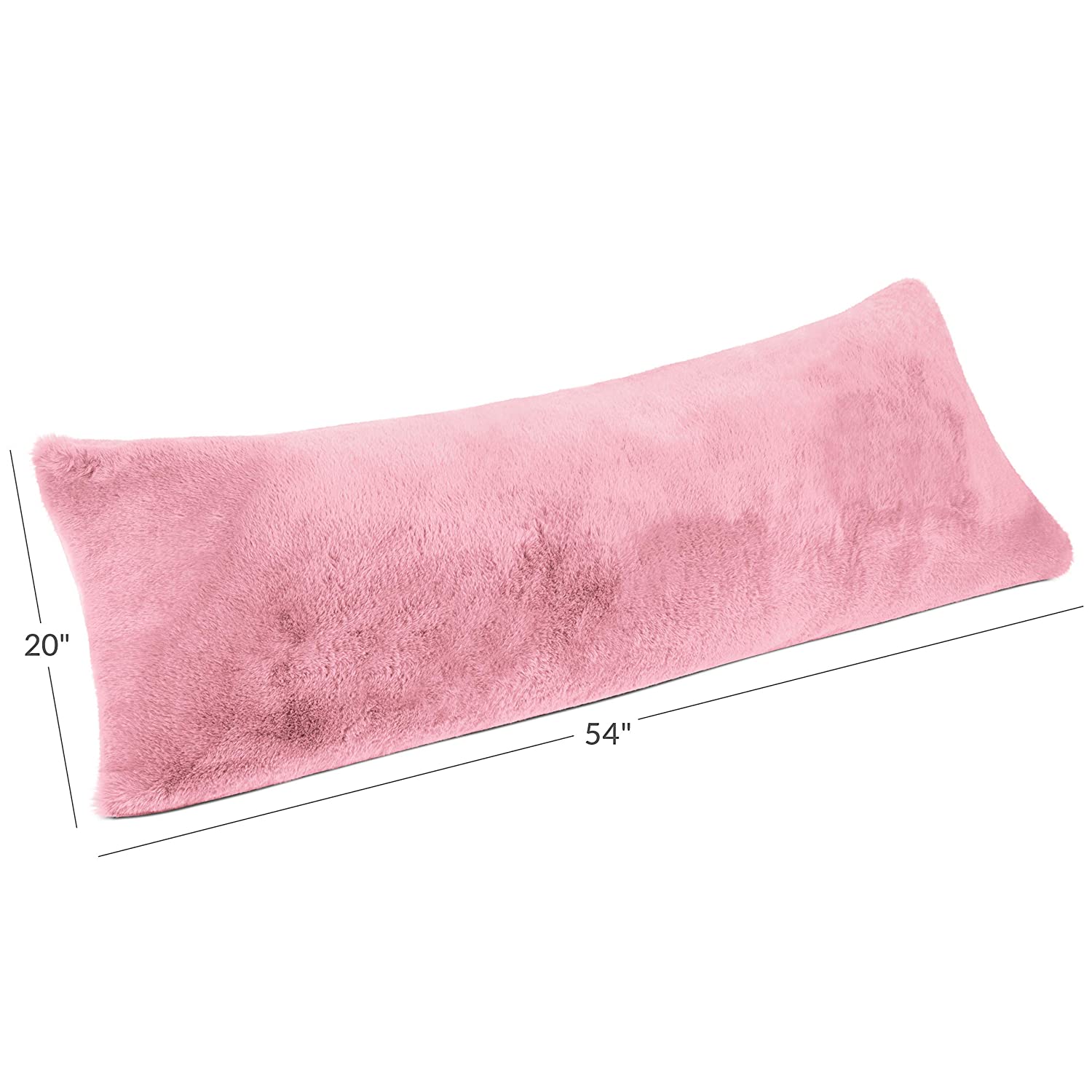 Milliard Full Body Pillow with Shredded Memory Foam | Long Pillow for Sleeping 20x54 | Ultra Soft and Plush Faux Fur Removable Cover (Pink) - Hatke