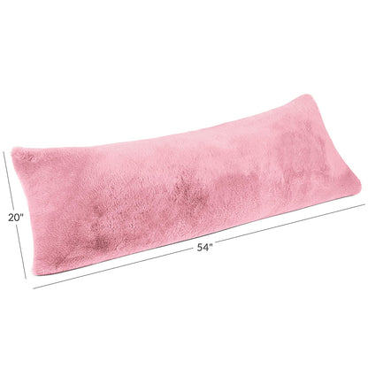Milliard Full Body Pillow with Shredded Memory Foam | Long Pillow for Sleeping 20x54 | Ultra Soft and Plush Faux Fur Removable Cover (Pink) - Hatke