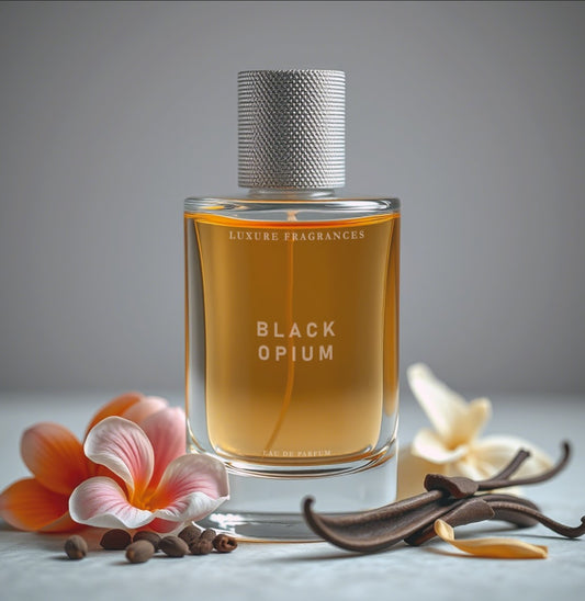 Black Opium by Luxure Fragrances - Floral Amber Vanilla Perfume - Eau De Parfum - For Her - 20ml - Hatke