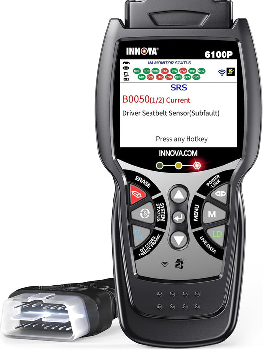 INNOVA 6100P SRS ABS OBD2 Scanner Car Code Reader Scan Tool Ignition Tester with Battery Alternator Test Oil Service Light Reset Car Health Monitor