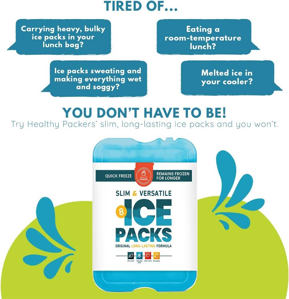 Reusable Freezer Ice Packs Cooler for Lunch Bags, Lunch Bag (Set of 8) - Hatke