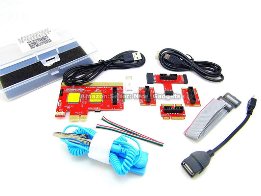 Qiguan 6 Digit Complete PC and Laptop Computer Motherboard Quick Repair Diagnostic Analyse Post Test Cards Kit - Unique USB Diagnosis Featured Diagnostic Analyzer Debug Kit Multiport Support PCIe, PCI, LPC, MiniPCI-E, M.2, mSATA, EC