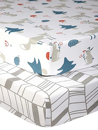 Pickle & Pumpkin Premium Graco Pack n Play Mattress Sheet | 100% Organic Jersey Cotton Pack and Play Fitted Sheet | 2 Pack | Perfect for Graco Playard and Playpen Mattress | Fox & Chevron Design