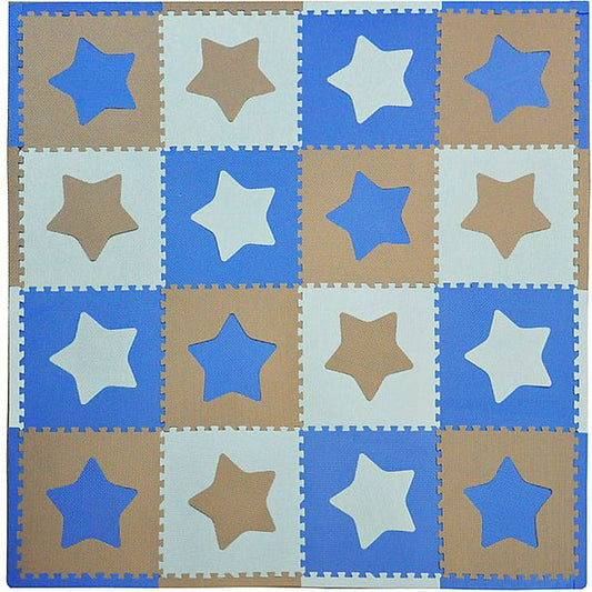 Tadpoles Soft EVA Foam 16pc Playmat Set, Stars, Blue/Grey, 50"x50"