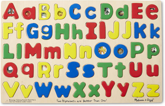 Melissa & Doug Upper & Lower Case Alphabet Letters Wooden Puzzle Learn With Fun (52 pcs) for 4- to 7-year-oldsMulti Color