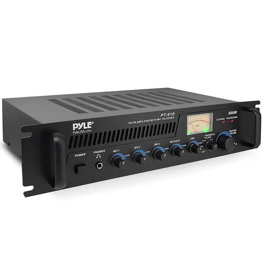 Pyle Home PT610 19-Inch Rack Mount 600-Watt Power Amplifier/Mixer with 70V Output