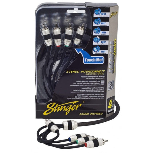 Stinger SI8412 12-Foot 4-Channel 8000 Series Audiophile Grade RCA Interconnect Cable