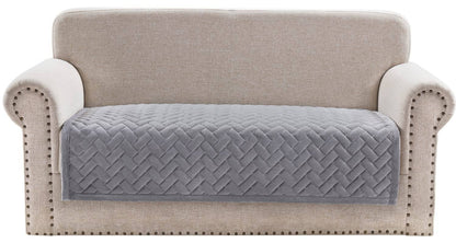 OstepDecor Couch Cover, Sofa Cover, Quilted Sectional Couch Covers, Velvet Sofa Slipcover for Dogs Cats Pet Love Seat Recliner Leather L Shaped, Armrest Backrest Cover, Gray 36 x 63 Inches - Hatke