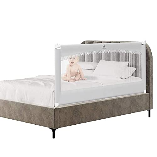 M MAYbabe Bed Rails for Babies and Toddlers, Extra Long and Tall Infants Bed Rail Guard, Short Side of Kings(Grey-76inches) - Hatke