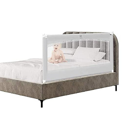 M MAYbabe Bed Rails for Babies and Toddlers, Extra Long and Tall Infants Bed Rail Guard, Short Side of Kings(Grey-76inches) - Hatke