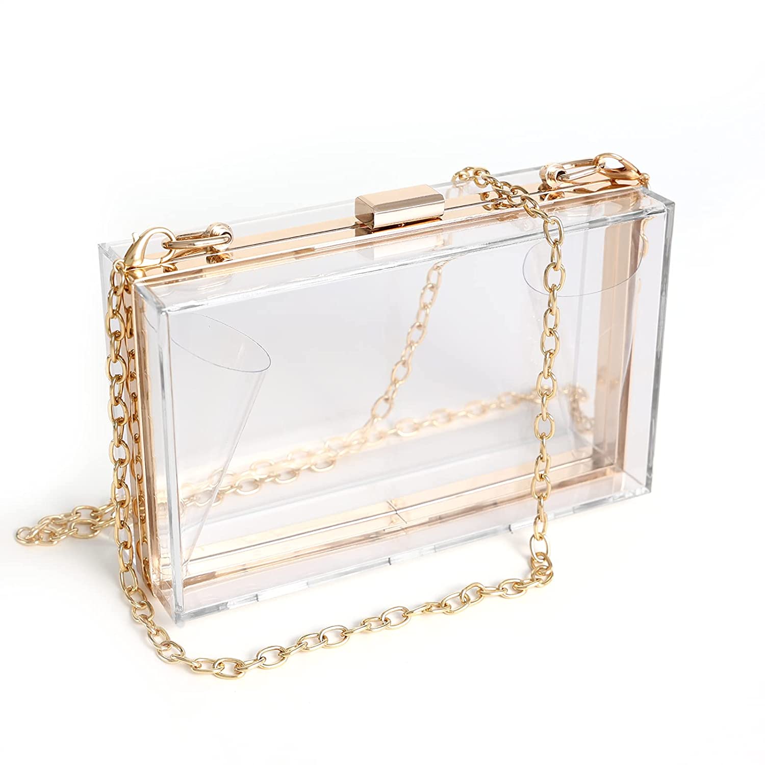 Marvolia Clear Bag Stadium Approved - Clear Purse Clear Crossbody Bag for  Women Clear Clutch for Ladies Concert Sports Clear(golden Chain)