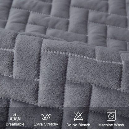 OstepDecor Couch Cover, Sofa Cover, Quilted Sectional Couch Covers, Velvet Sofa Slipcover for Dogs Cats Pet Love Seat Recliner Leather L Shaped, Armrest Backrest Cover, Gray 36 x 63 Inches - Hatke