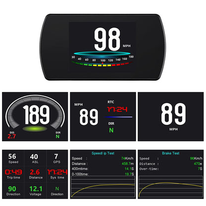 wiiyii T800 Universal Digital Car HUD Head Up Display GPS Speedometer Car Smart Trip Computer, Display Speed, Voltage, Clock, with MPH Speed Alarm Low Voltage Alarm