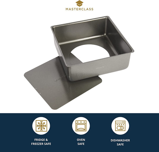 Masterclass Non-stick Deep Square Cake Tin With Loose Base, 20cm (8") - Hatke