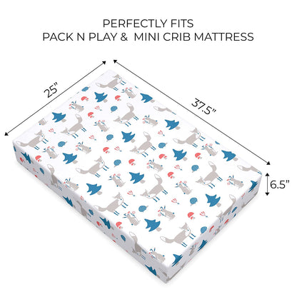 Pickle & Pumpkin Premium Graco Pack n Play Mattress Sheet | 100% Organic Jersey Cotton Pack and Play Fitted Sheet | 2 Pack | Perfect for Graco Playard and Playpen Mattress | Fox & Chevron Design