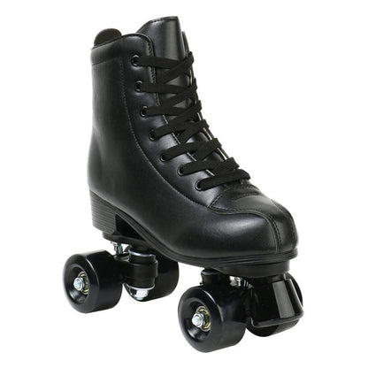XUDREZ Roller Skates High-Top Double-Row Black PU Leather with ABEC-7 Bearing Roller Skates for Women and Men Size 41