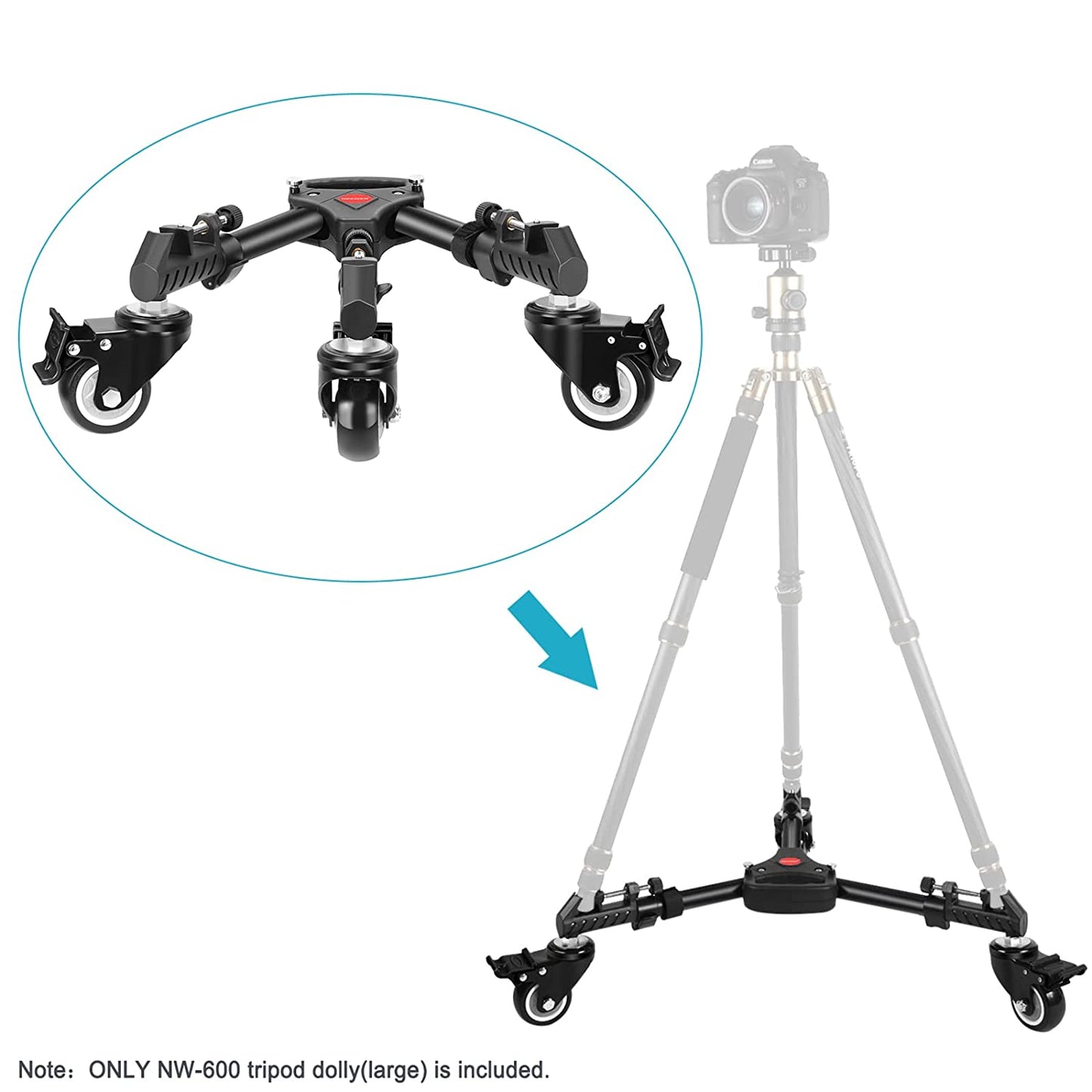 Neewer Photography Professional Heavy Duty Tripod Dolly with Rubber Wheels and Adjustable Leg Mounts for Canon Nikon Sony DSLR Cameras Camcorder Photo Video Lighting