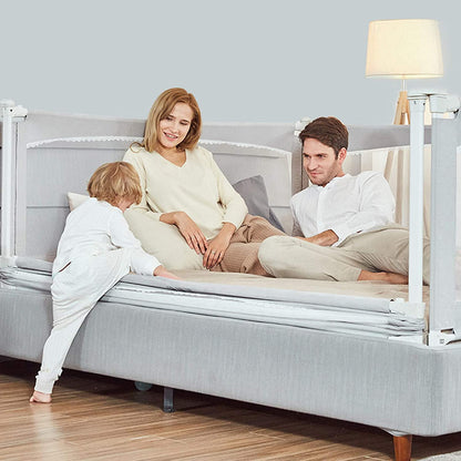M MAYbabe Bed Rails for Babies and Toddlers, Extra Long and Tall Infants Bed Rail Guard, Short Side of Kings(Grey-76inches) - Hatke