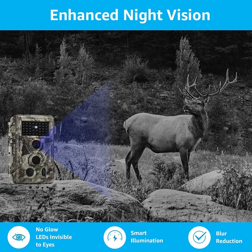 Meidase SL122 Pro Trail Camera, Advanced H.264 1080P Video Game Camera with Enhanced Night Vision, Fast 0.2S Trigger Speed, 82ft Motion Activated, Wide 110° View Angle, Waterproof