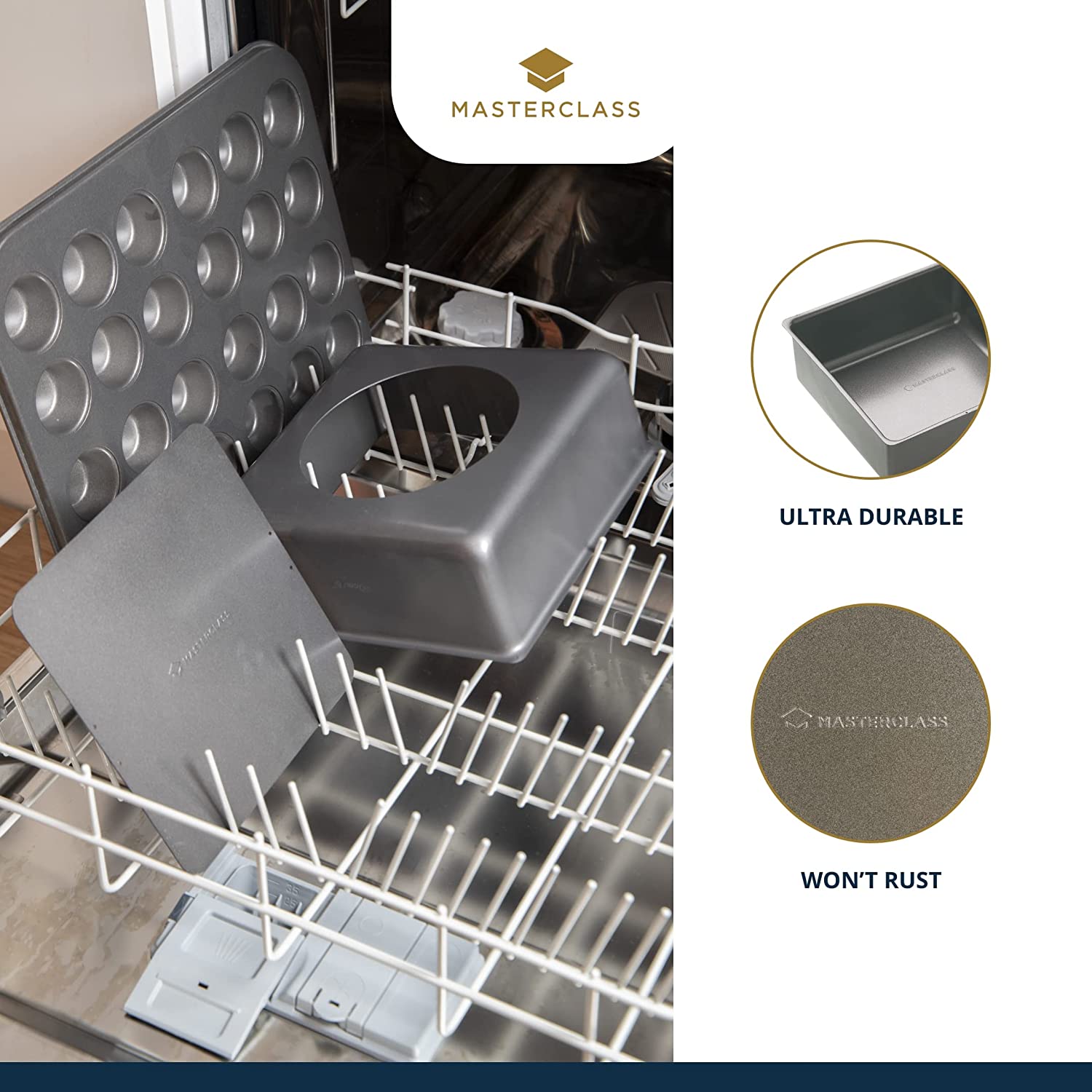 Masterclass Non-stick Deep Square Cake Tin With Loose Base, 20cm (8") - Hatke