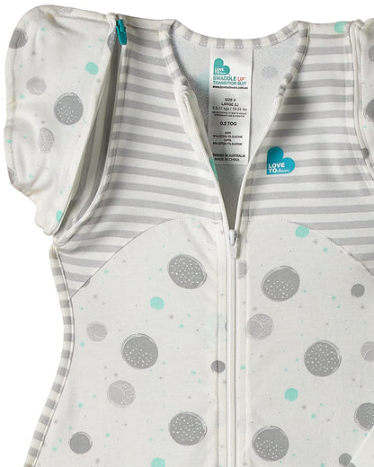 Love To Dream Swaddle UP Transition Suit 0.2 TOG, White, Large (8.5-11 kg / 19-24 lbs) Patented Zip-Off Wings and Unique Self-Soothing Sleeves, Safely Transition from Swaddled to Arms-Free Before Rolling Over