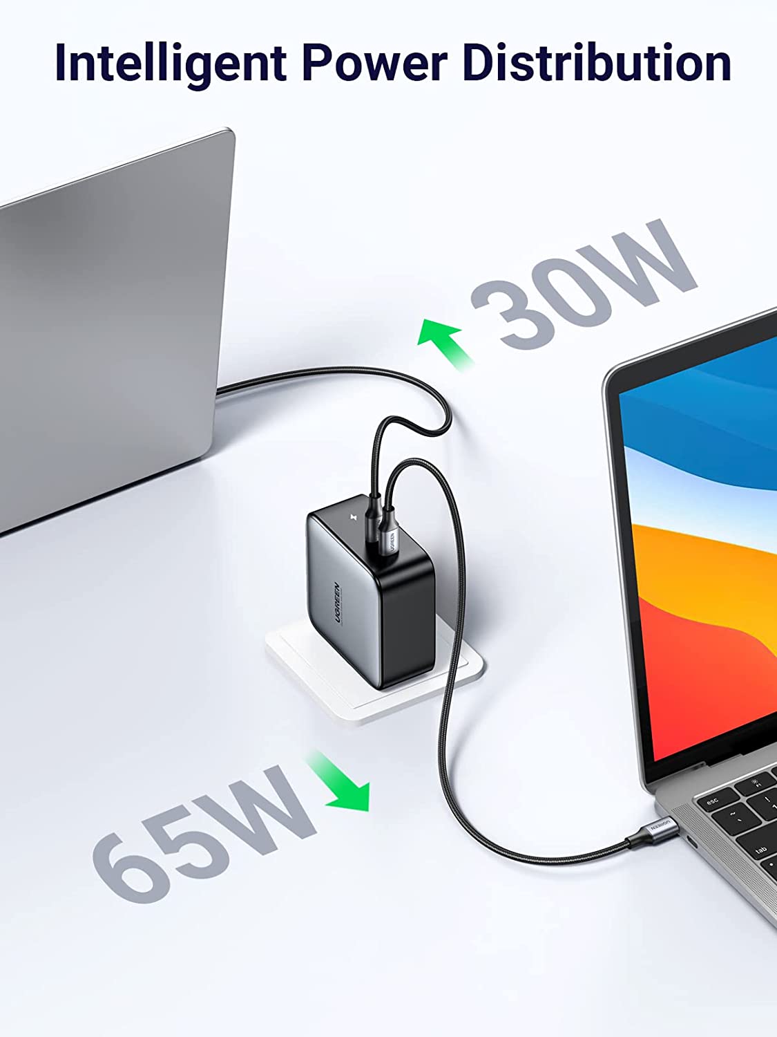 UGREEN Nexode 65W Chargeur USB C 4 Ports avec GaN II Tech - Câble A
