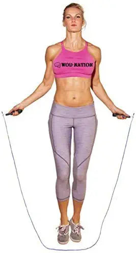 WOD Nation Speed Adjustable Blazing Fast Jumping/Jump Rope -  for  Endurance Workout Boxing, MMA, Martial Arts or Just Staying Fit - for Men, Women and Children (Grey)