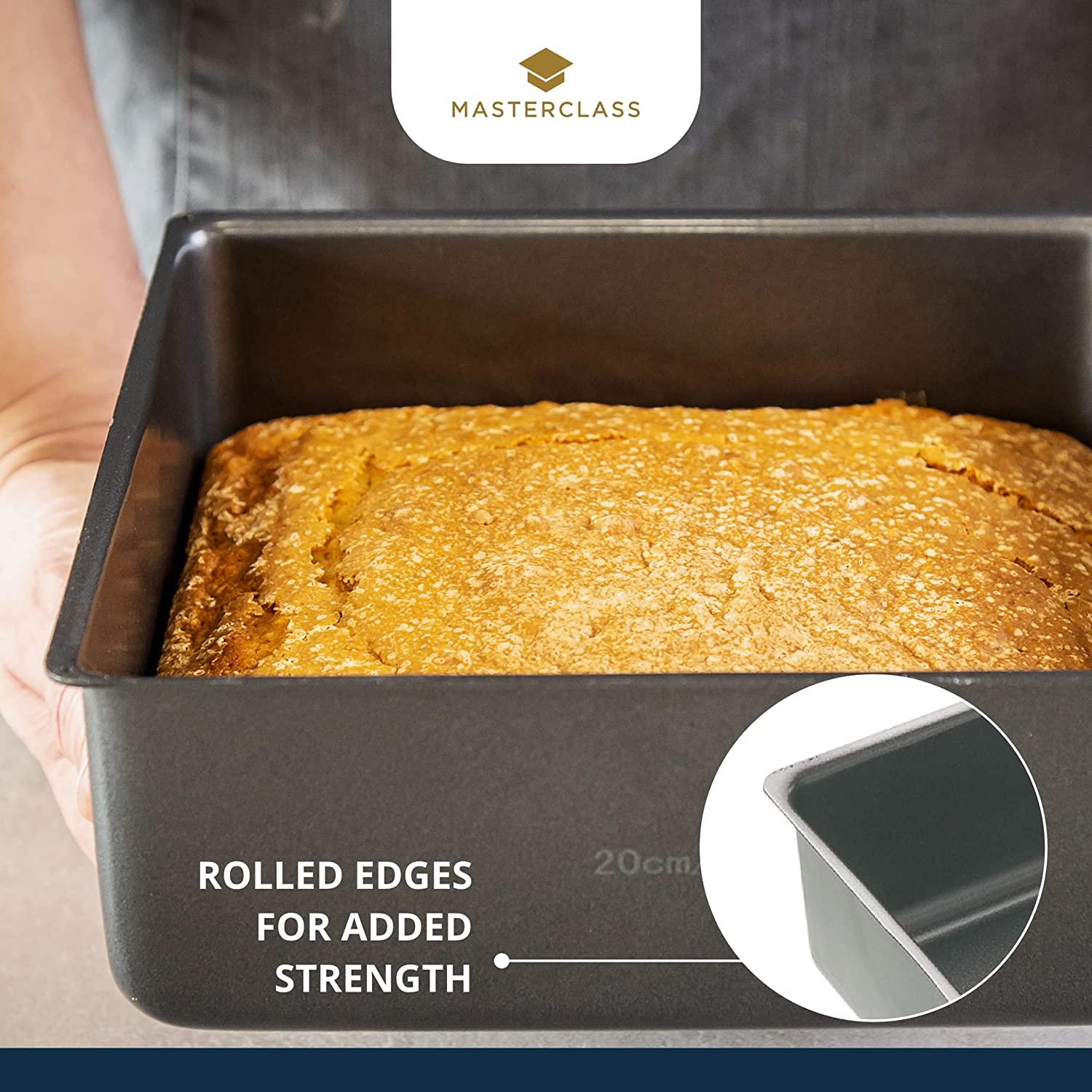 Masterclass Non-stick Deep Square Cake Tin With Loose Base, 20cm (8") - Hatke