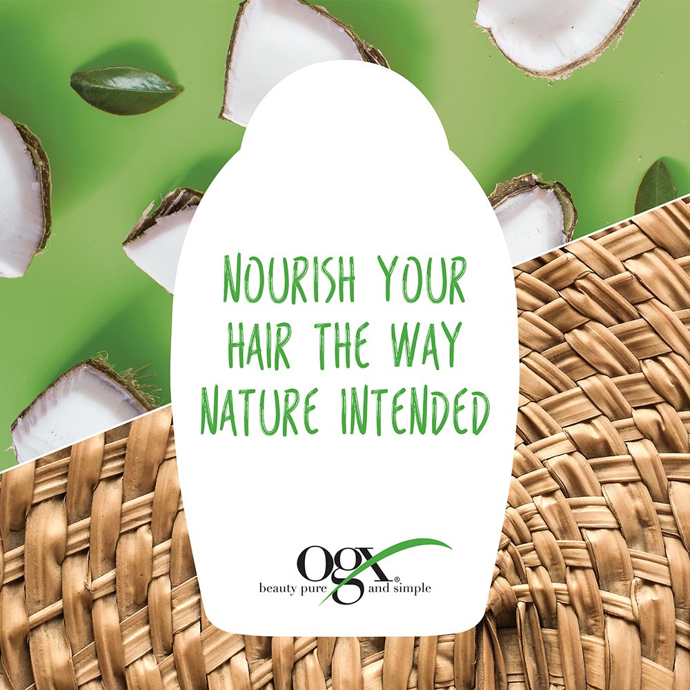 OGX Nourishing Coconut Milk Moisturizing Shampoo + Conditioner for Strong & Healthy Hair, with Coconut Milk, Coconut Oil & Egg White Protein, Paraben-Free, Sulfate-Free 385*2 ML