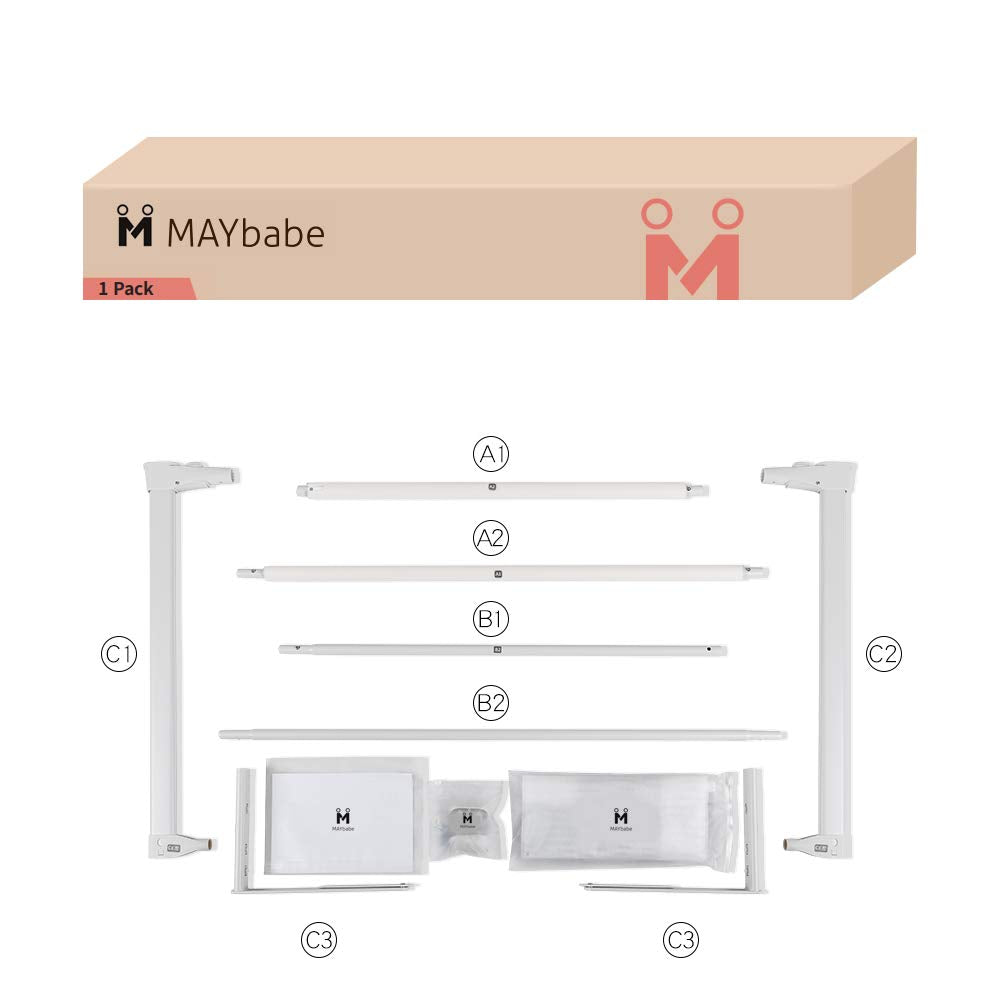 M MAYbabe Bed Rails for Babies and Toddlers, Extra Long and Tall Infants Bed Rail Guard, Short Side of Kings(Grey-76inches) - Hatke