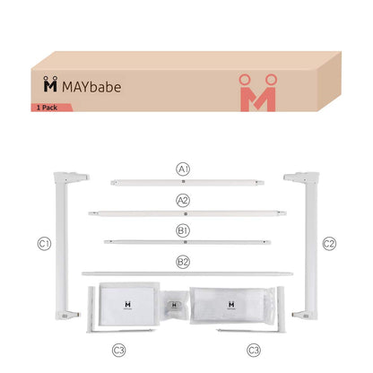 M MAYbabe Bed Rails for Babies and Toddlers, Extra Long and Tall Infants Bed Rail Guard, Short Side of Kings(Grey-76inches) - Hatke