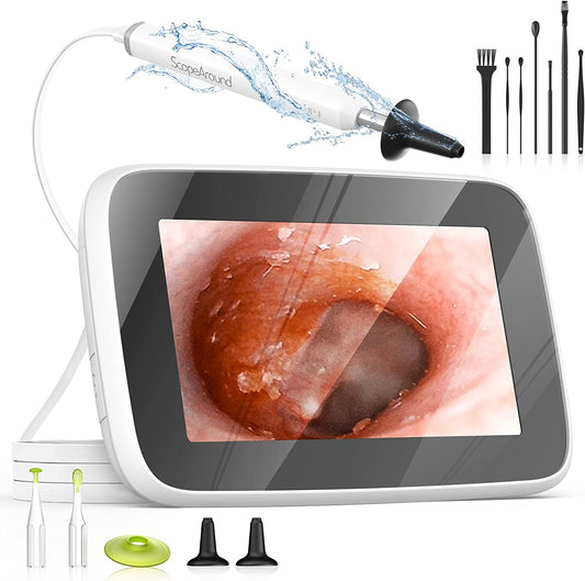 ScopeAround Digital Otoscope with 4.3" IPS Screen, 6 LED Lights, HD Video Ear Scope Camera, Supports Photo Snap and Video Recording