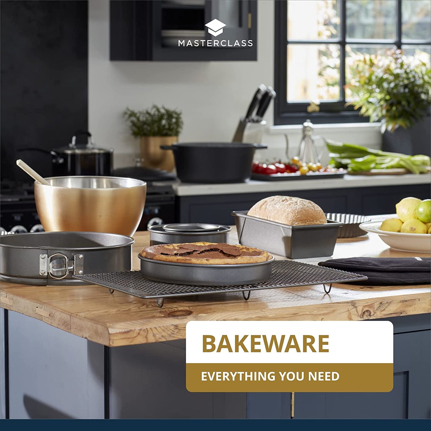 Masterclass Non-stick Deep Square Cake Tin With Loose Base, 20cm (8") - Hatke