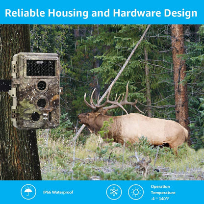 Meidase SL122 Pro Trail Camera, Advanced H.264 1080P Video Game Camera with Enhanced Night Vision, Fast 0.2S Trigger Speed, 82ft Motion Activated, Wide 110° View Angle, Waterproof