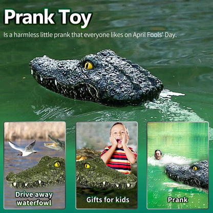 RC 2.4G Remote Control Crocodile Alligator Head Boat, High-Speed Simulation Crocodile Head Water Toys, Waterproof Prank Toy for Pools and Lakes, Floating Crocodile Head