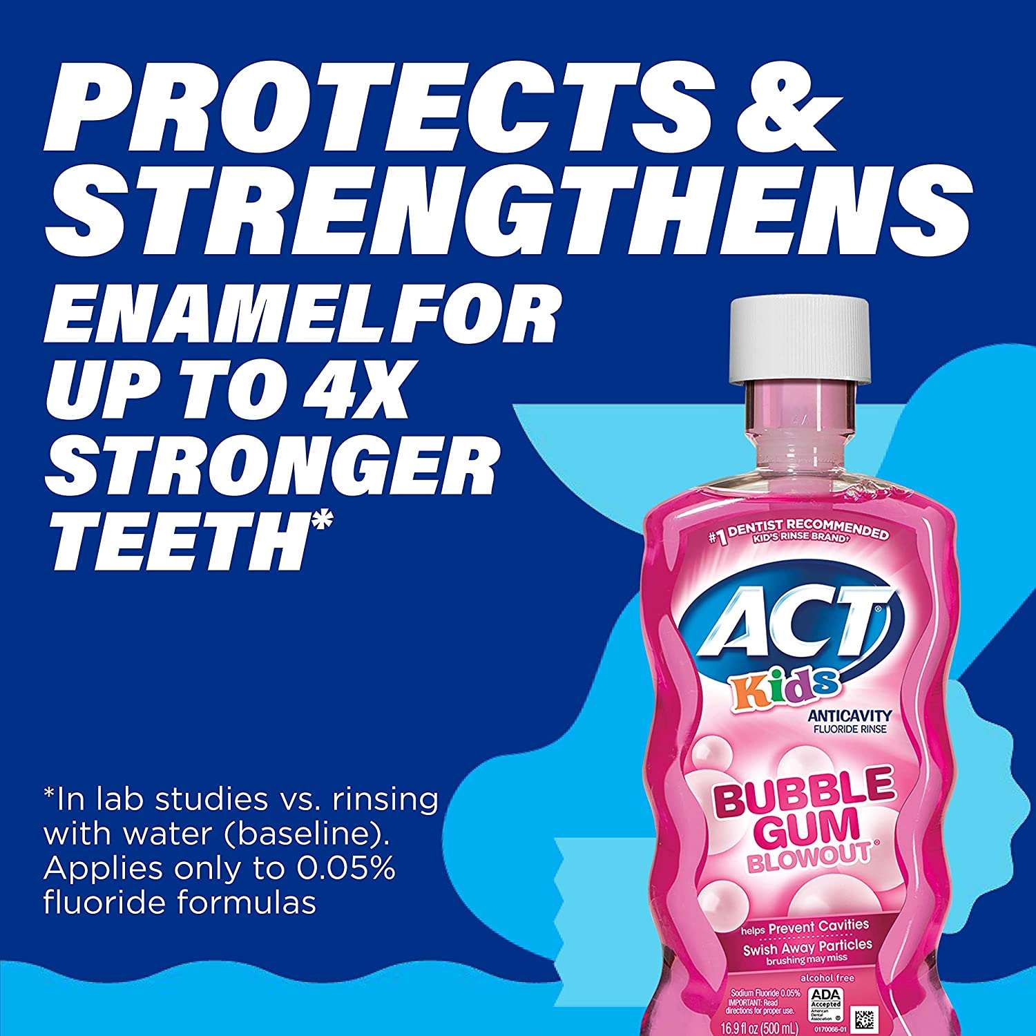 ACT Kids Anti-Cavity Fluoride Rinse, Bubblegum Blowout 16.9 oz - Hatke