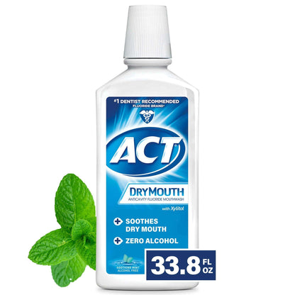 ACT Total Care Anticavity Fluoride Mouthwash Dry Mouth, 33.8 Ounce - Hatke