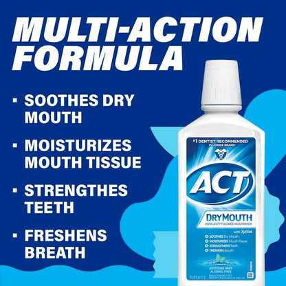 ACT Total Care Anticavity Fluoride Mouthwash Dry Mouth, 33.8 Ounce - Hatke